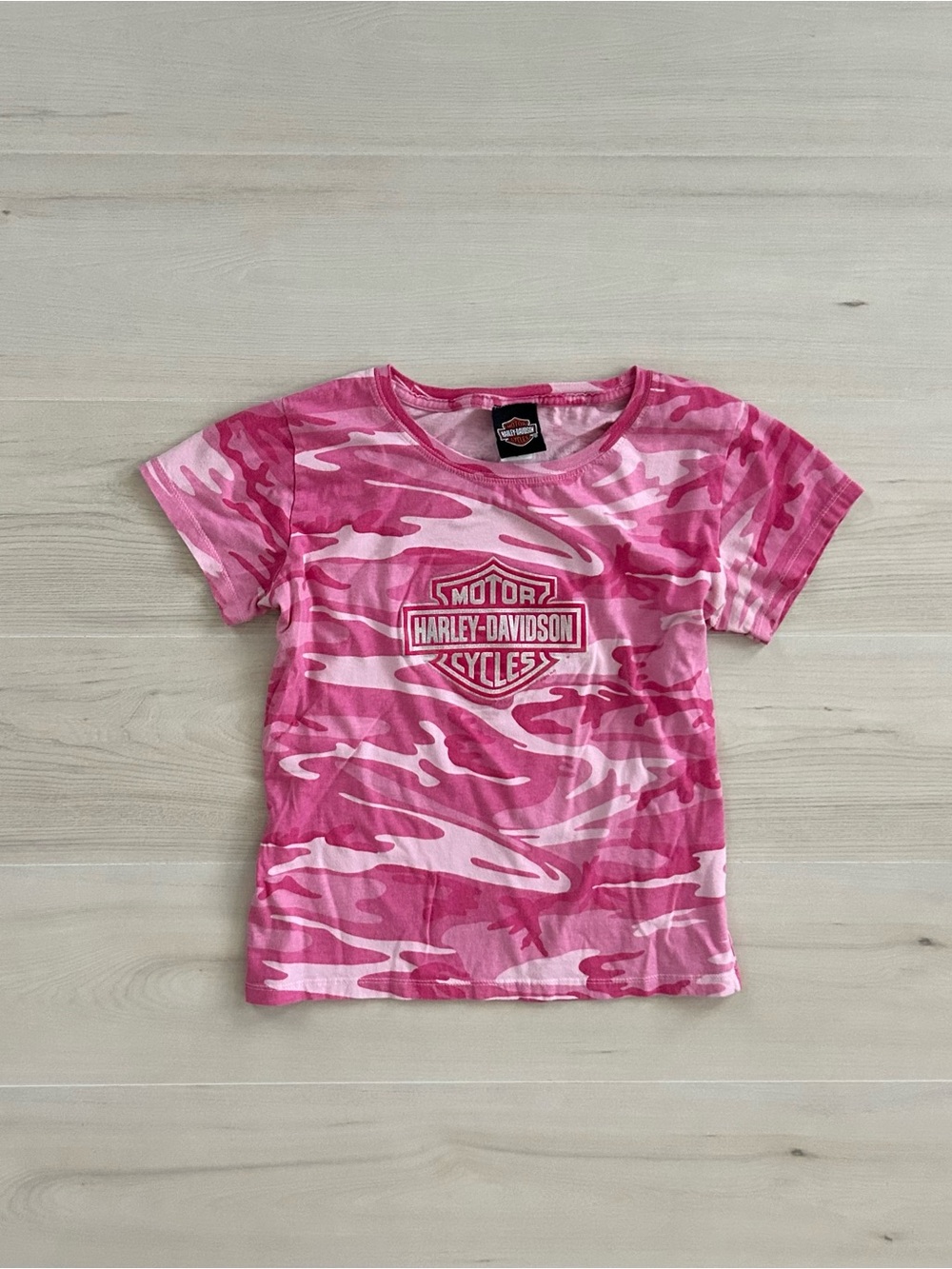 pink camo glitter harley davidson baby tee